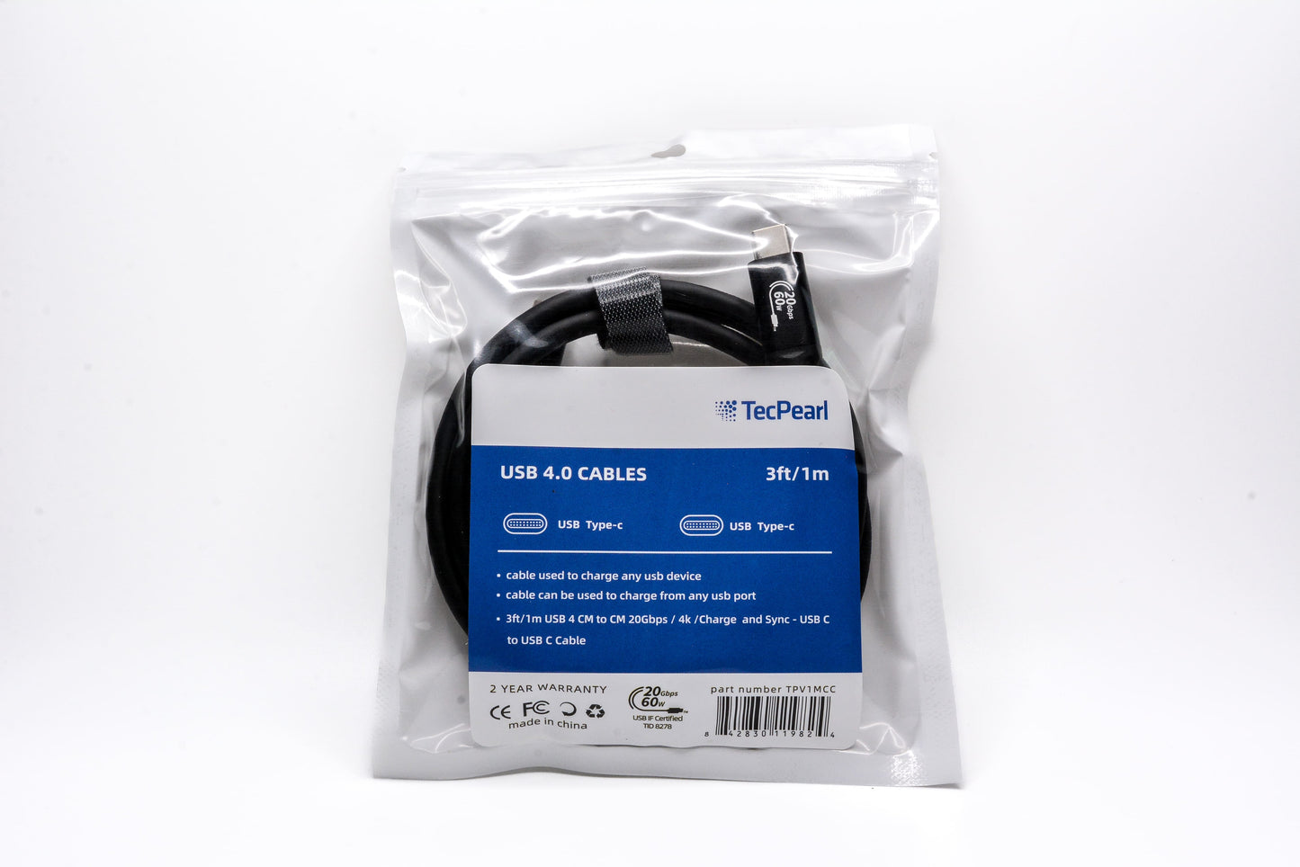 USB 4.0 CABLES (3FT/1M) USB-IF Certified